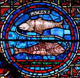 Kirchenfenster in Chartres: Tierkreiszeichen Fische