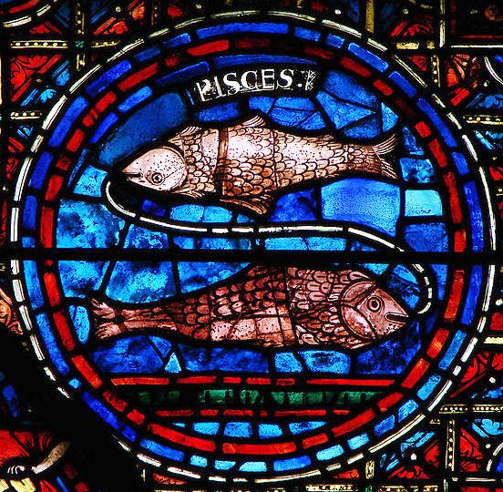 Kirchenfenster in Chartres: Tierkreiszeichen Fische